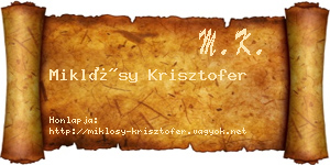 Miklósy Krisztofer névjegykártya